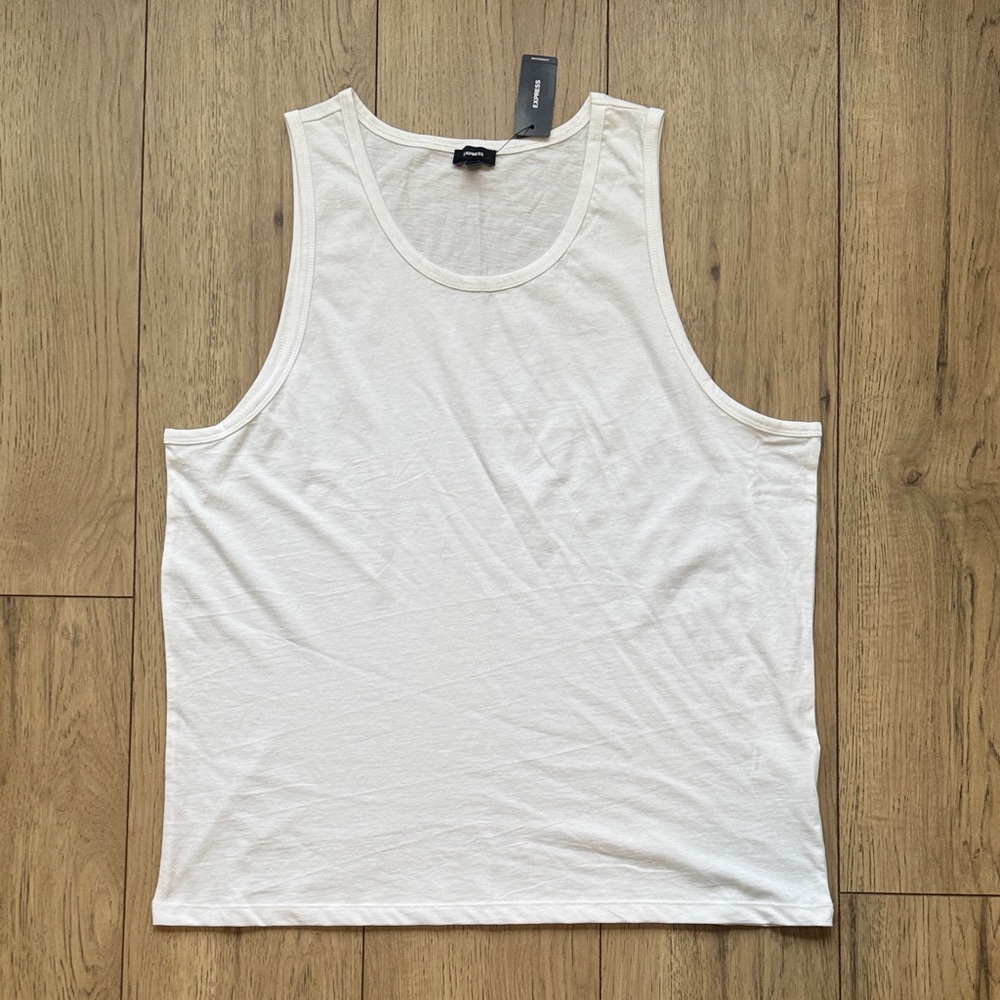 Express White Tank Top Mens Size Large NWT Cotton Sleeveless Basic Casual NWT